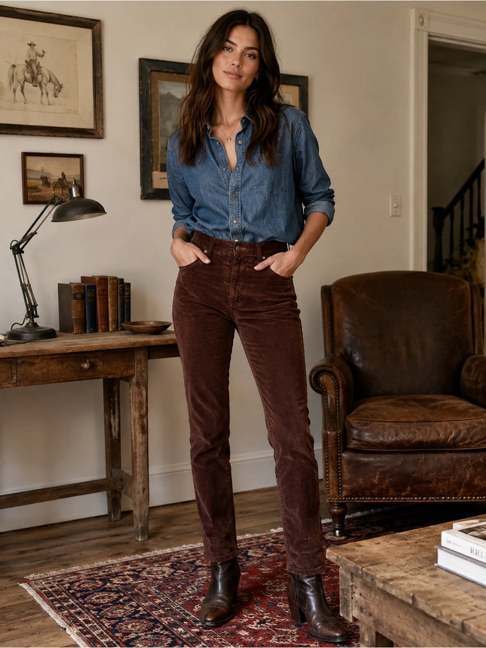 RRL Ralph Lauren Brown Velveteen Skinny Leg Pants Jeans Size 29
